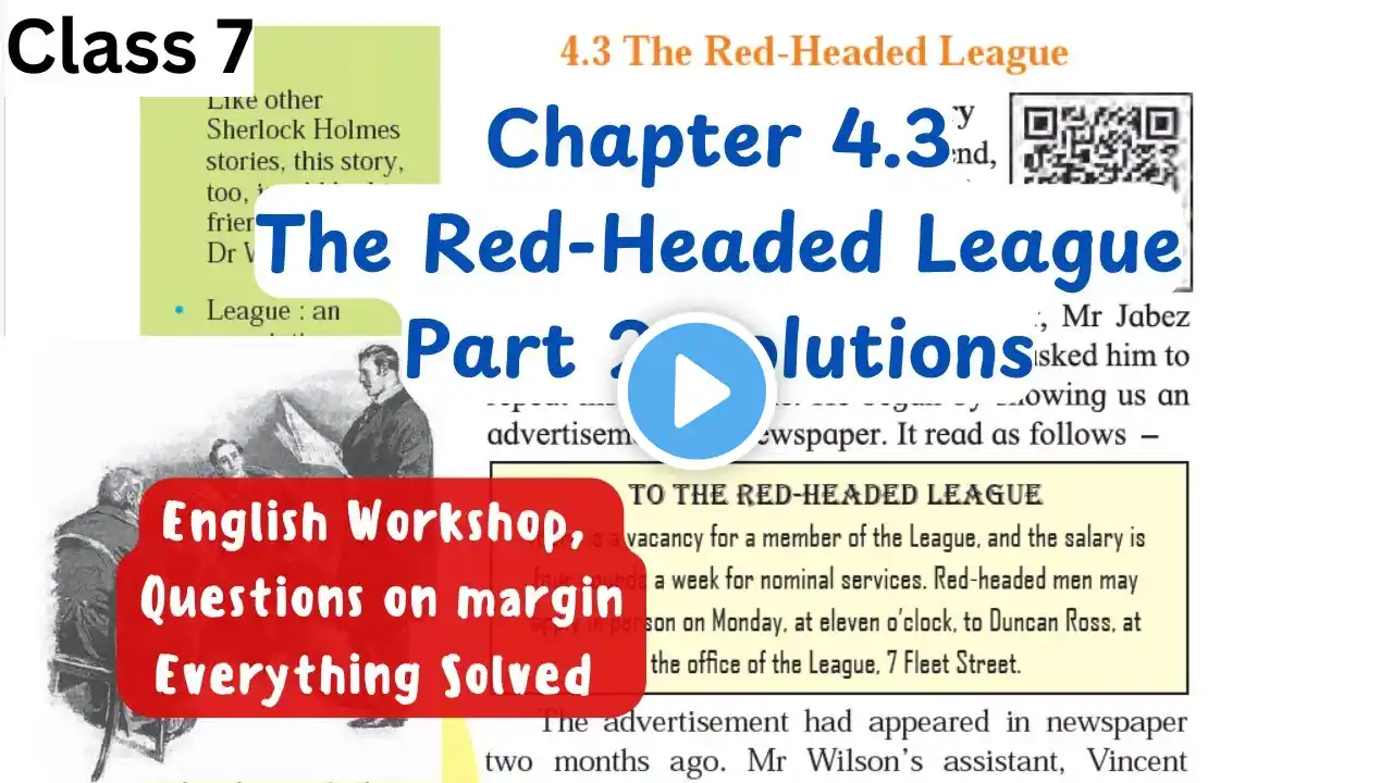 The Red-Headed League | Chapter 4.3 | English class 7 | Solutions Part 2 | state board