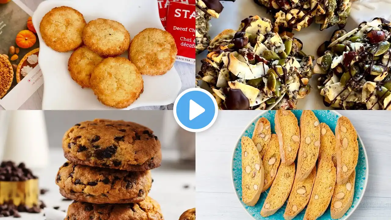 4 SIMPLE KETO COOKIES RECIPES | Chocolate Chips, Nuts and Seeds, Coconut Flakes and Biscotti