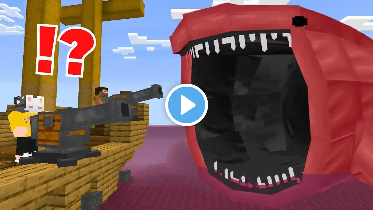 BATTLE SHIP vs SCARY BLOOD BLOOP In Minecraft!