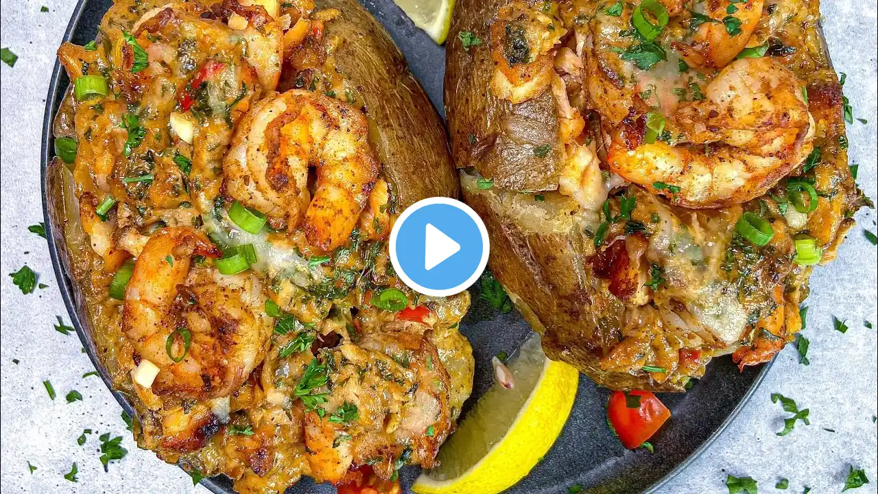 SEAFOOD STUFFED POTATOES | TWICE BAKED POTATOES WITH SALMON AND SHRIMP || FRUGALLYT