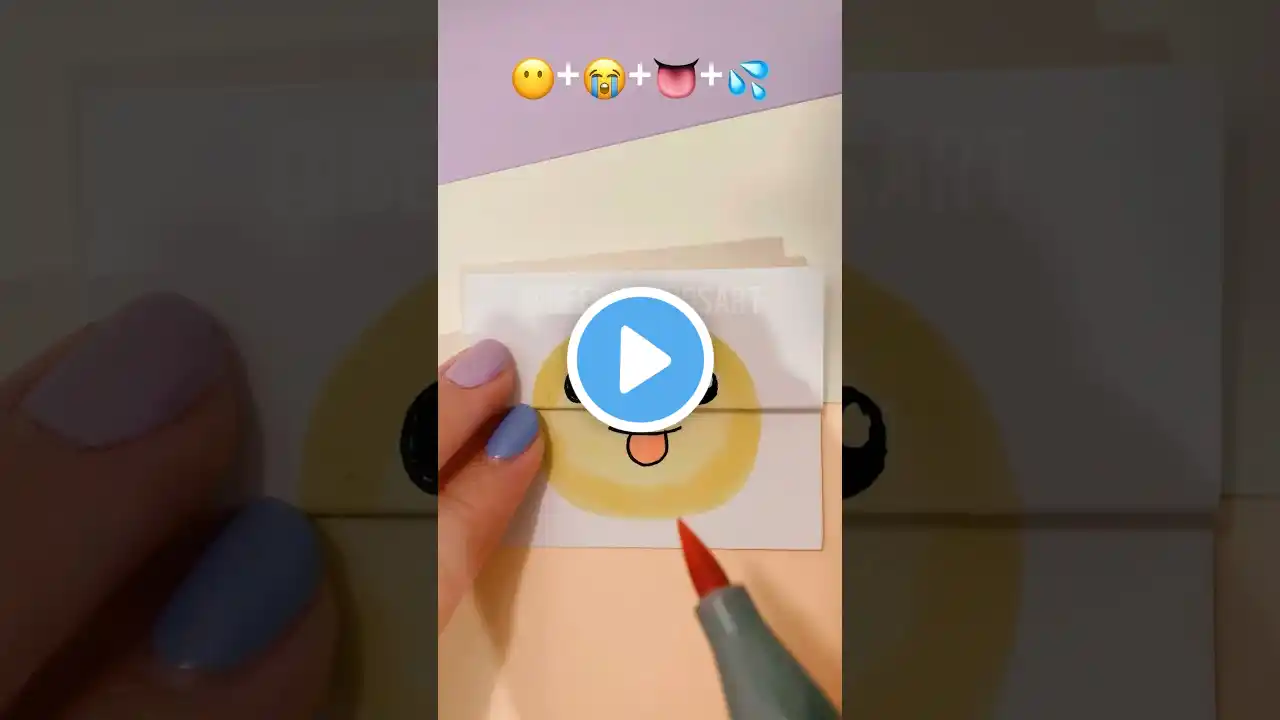 Folding Surprise Paper | Emoji Mix 😶+ðŸ˜+👅+💦=? #shorts #youtubeshorts #drawing #emoji