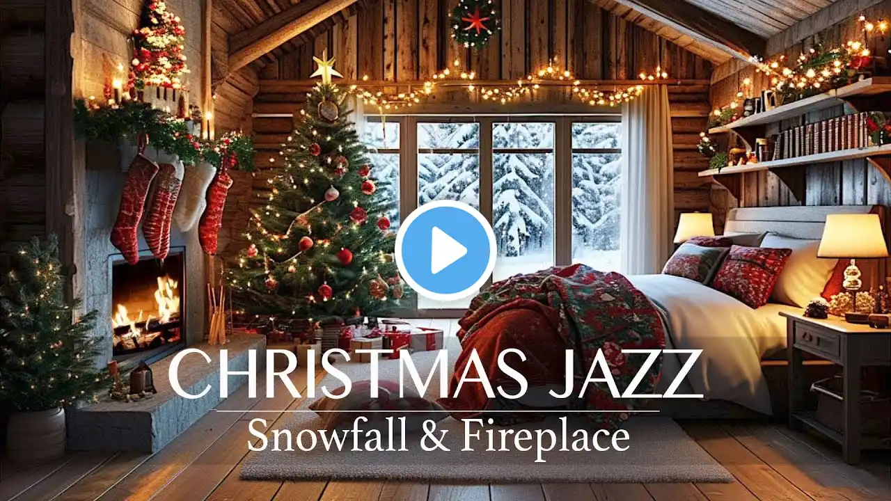 CHRISTMAS MUSIC (Smooth Jazz) | Cozy Christmas Ambience with Crackling Fireplace Sounds & Snowfall