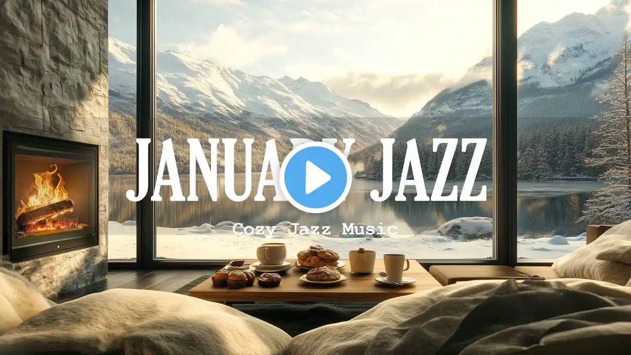 4K January Jazz Balcony by the Lake βοΈ Cozy Ambience with Crackling Fireplace & Smooth Jazz
