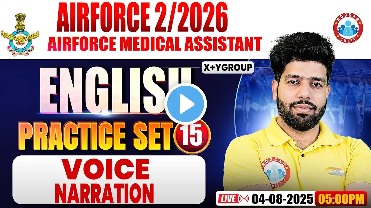 Airforce X & Y Group Classes 02 2026 | Medical Assistance English Practice Set #15