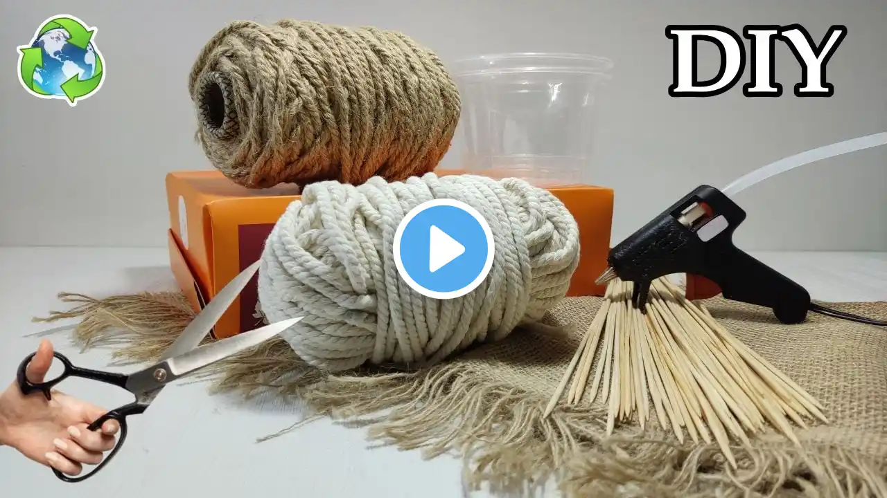 DIY |Jute Basket from Plastic Waste |Easy Handmade Storage&Home Decor Idea |Recycle&Upcycle craft ♻️