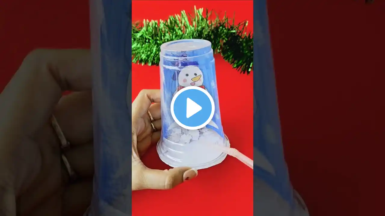 Diy Plastic cup Snow Globe craft | Easy Christmas activity for kids #youtubeshorts #craftchutney2