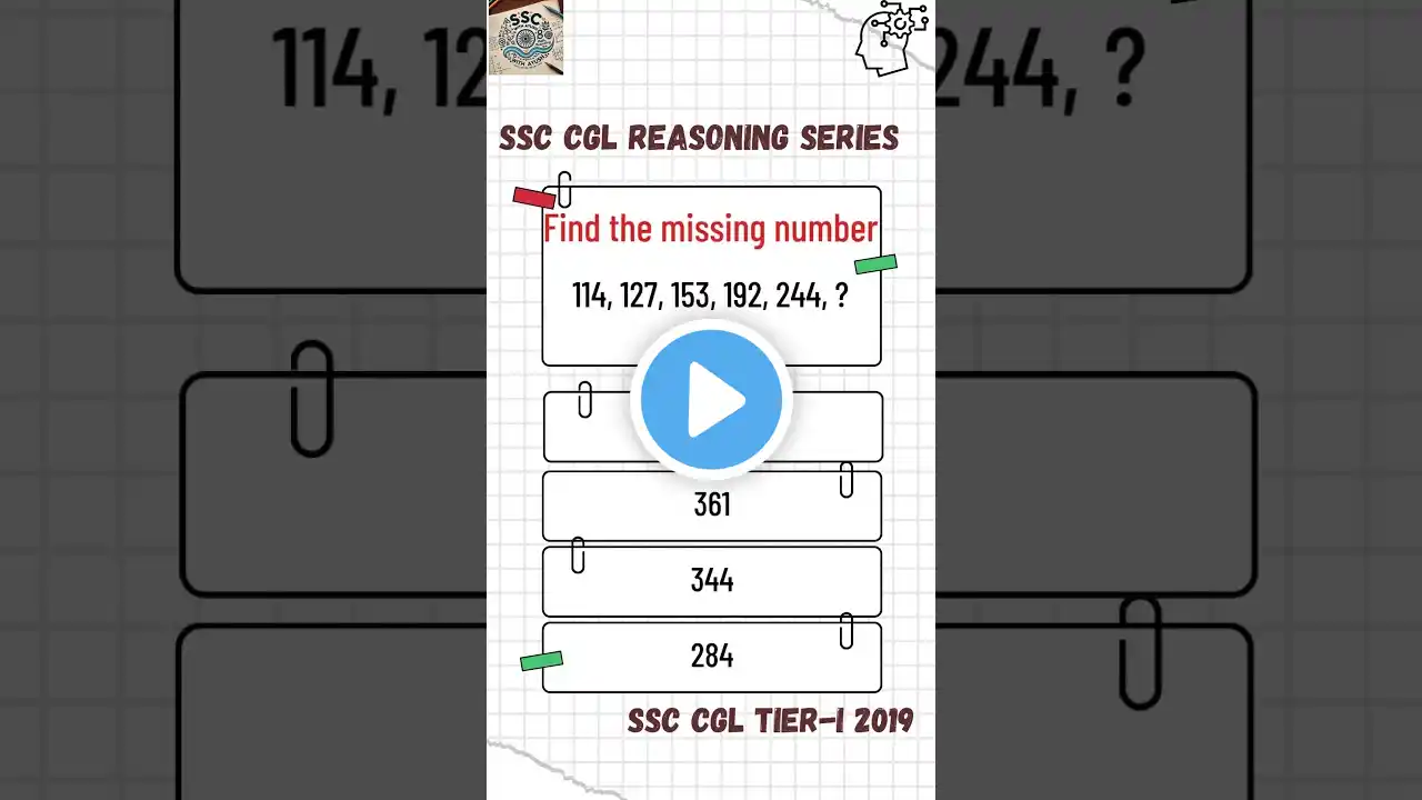 SSC CGL Reasoning missing number Govt Exam #ssc #cgl #job #upsc #quiz #mts #math #gs #english #jobs