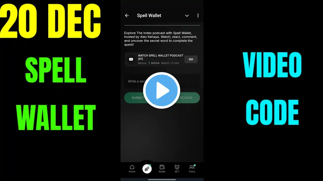 Spell Wallet Video Code | Spell Wallet Daily Puzzle 20 December | Spell Wallet Video Code Today