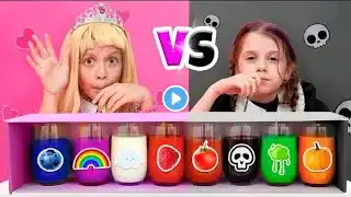 Eva and Black vs Pink Challenge with Wednesday