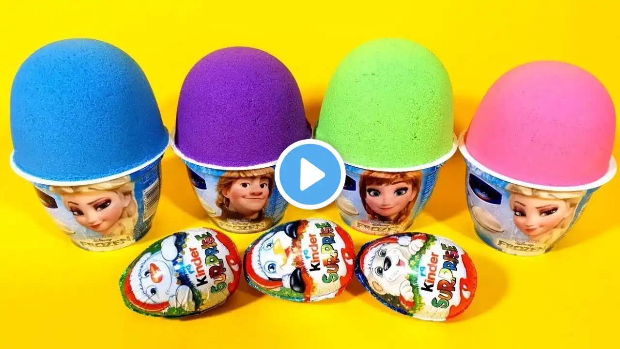 4 Color Kinetic Sand in Ice Cream Yogurt Beads Cups PJ Masks Surprise Toys and 3 Surprise Eggs