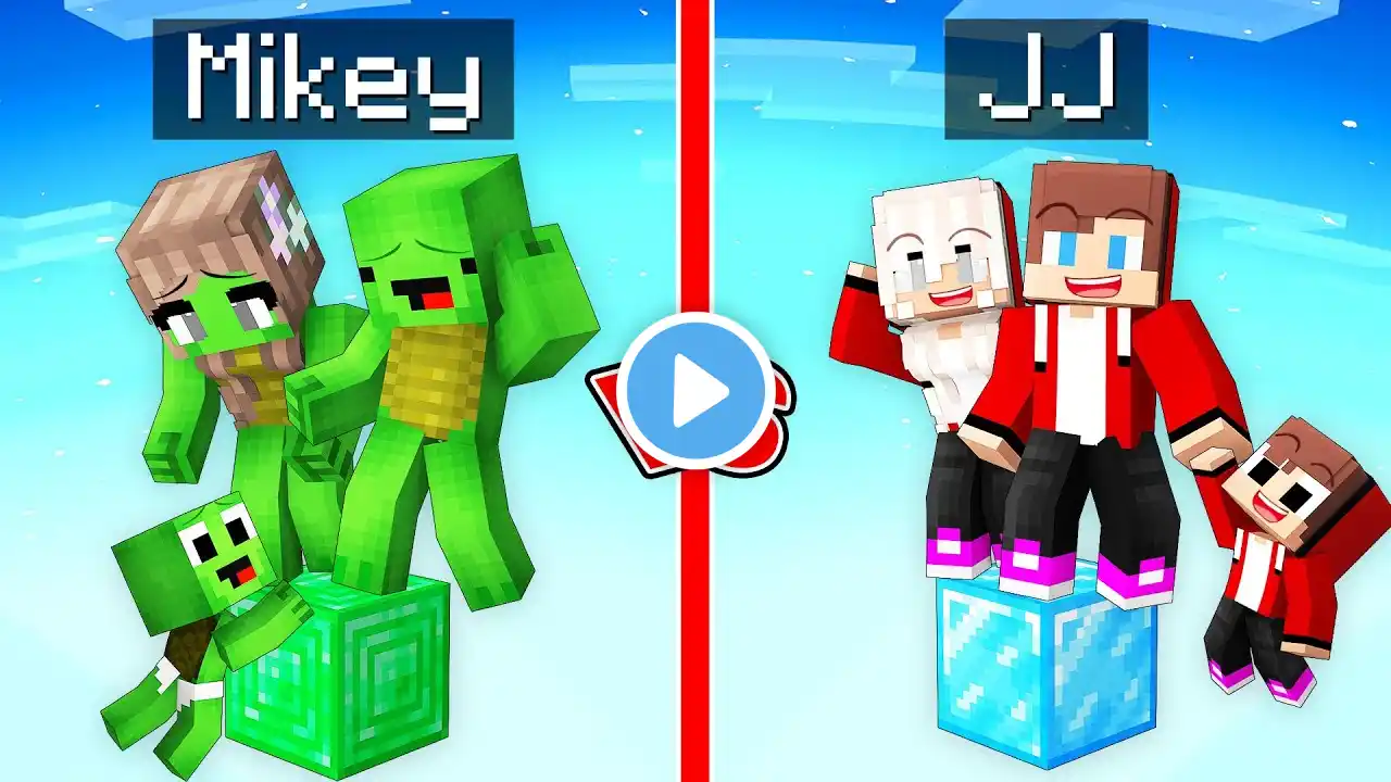 Mikey Family EMERALD vs JJ Family DIAMOND One Block Battle in Minecraft (Maizen)