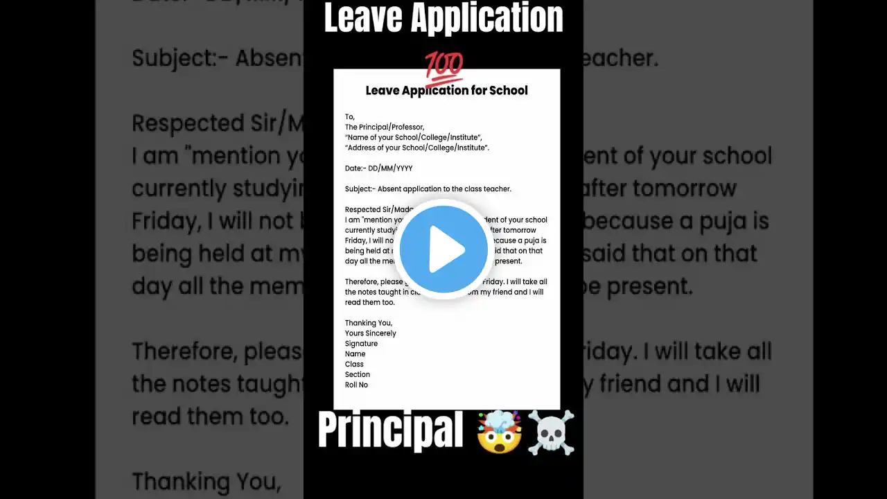 Leave application 💯 principal 🤯☠️ #shorts #viralvideo #viralshorts #youtubeshorts #