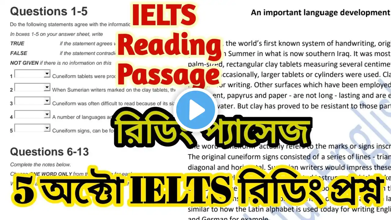 Ielts Reading on 5th October Exam