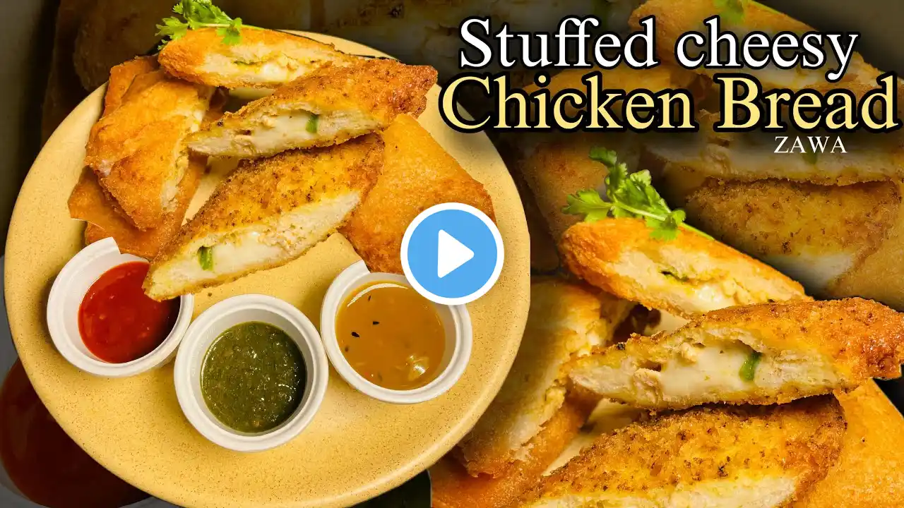 Stuffed Chicken Cheesy Bread | Ramadan EP:13| coated Creamy Bread Friday Special Recipe |ZAWA|