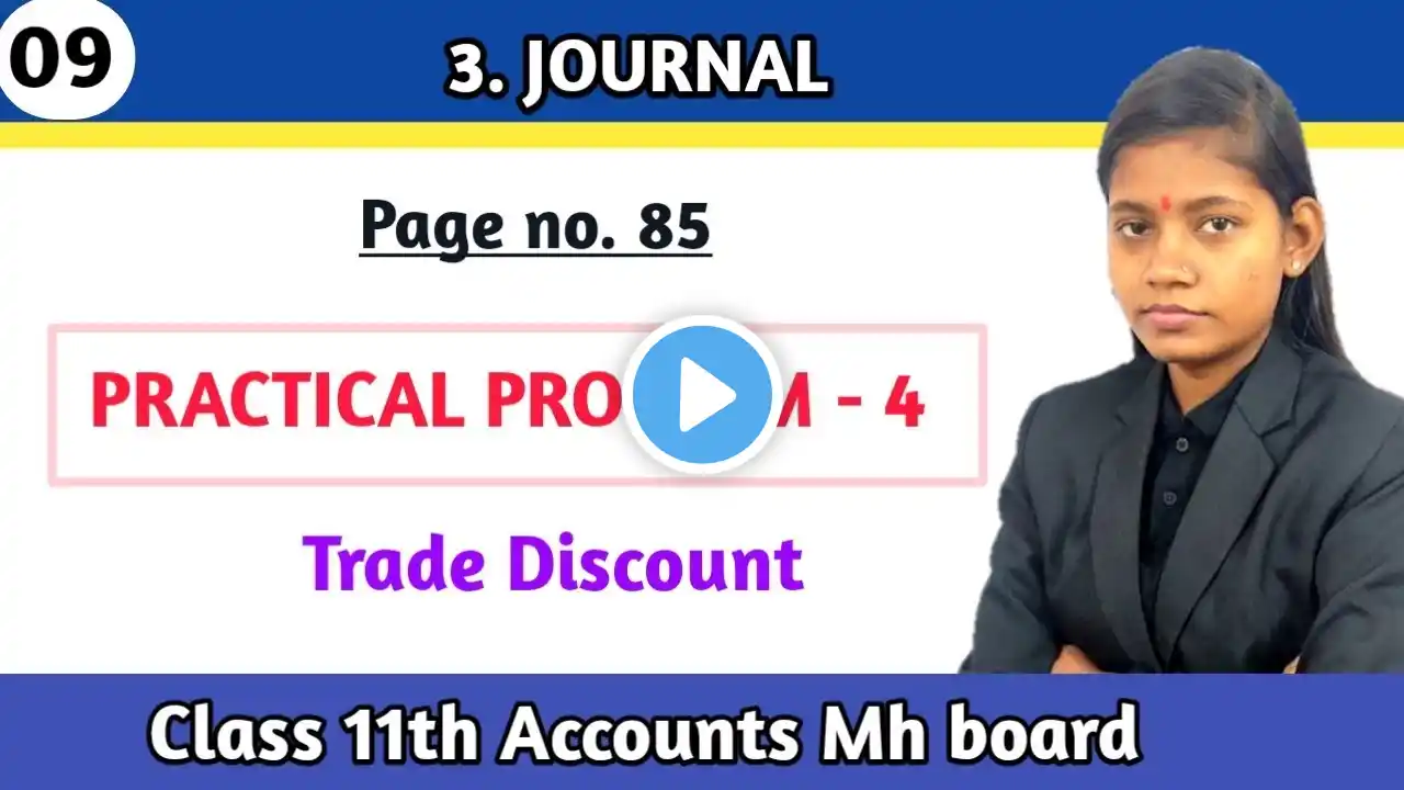 Practical Problem 4 class 11 Accounts chapter 3 journal | Trade discount in hindi page no 85