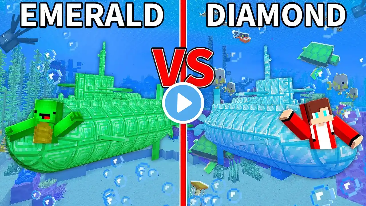 Who will win? RICH Mikey VS JJ Submarine BATTLE: Diamond & Emerald in Minecraft animations