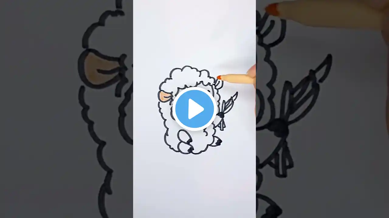 How to draw a cute Sheep | Tutorial Art for kids! #shorts #shortsyoutube #cutesheep #drawing #sheep