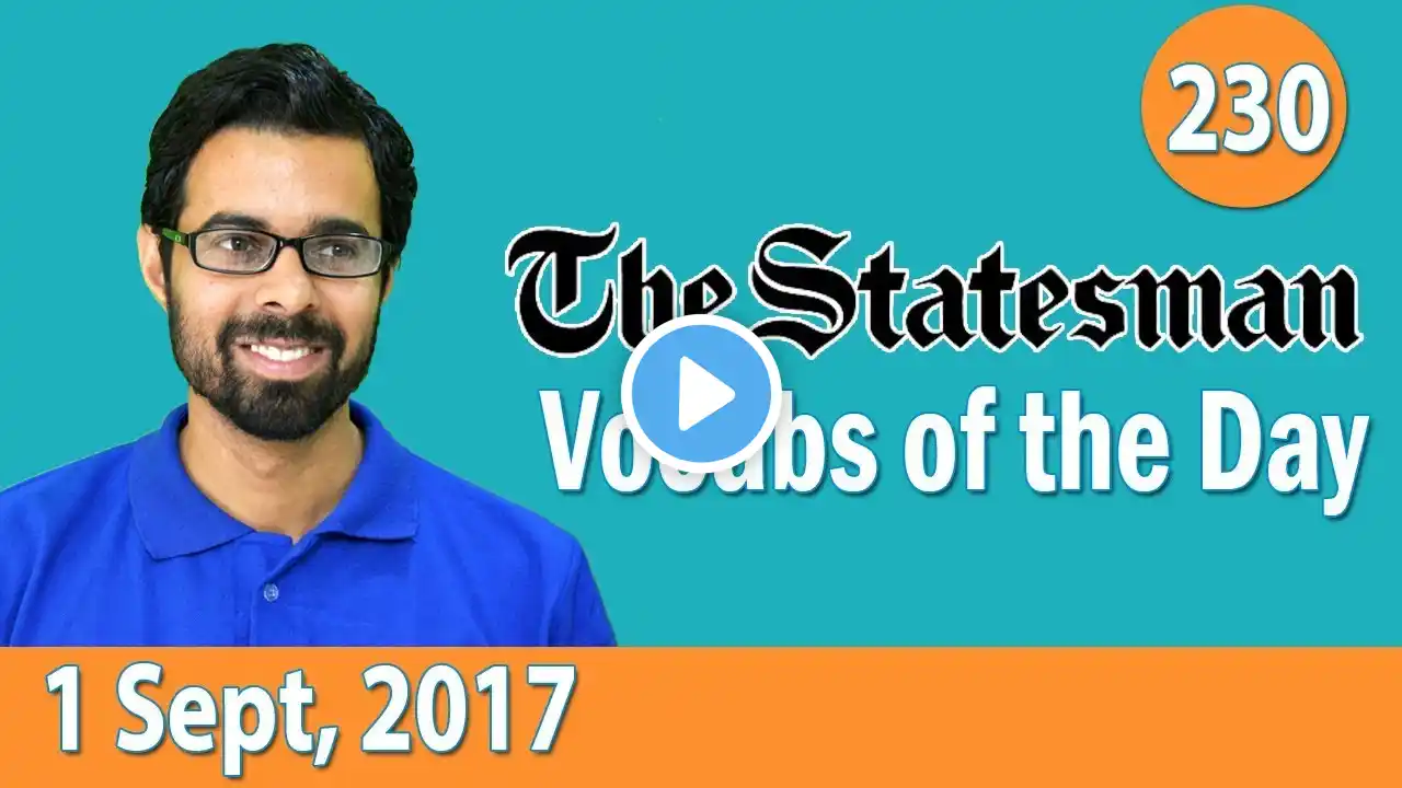 ✅ The Statesman Vocabulary (1 Sept, 2017) - Learn 10 New Words with Tricks | Day-230