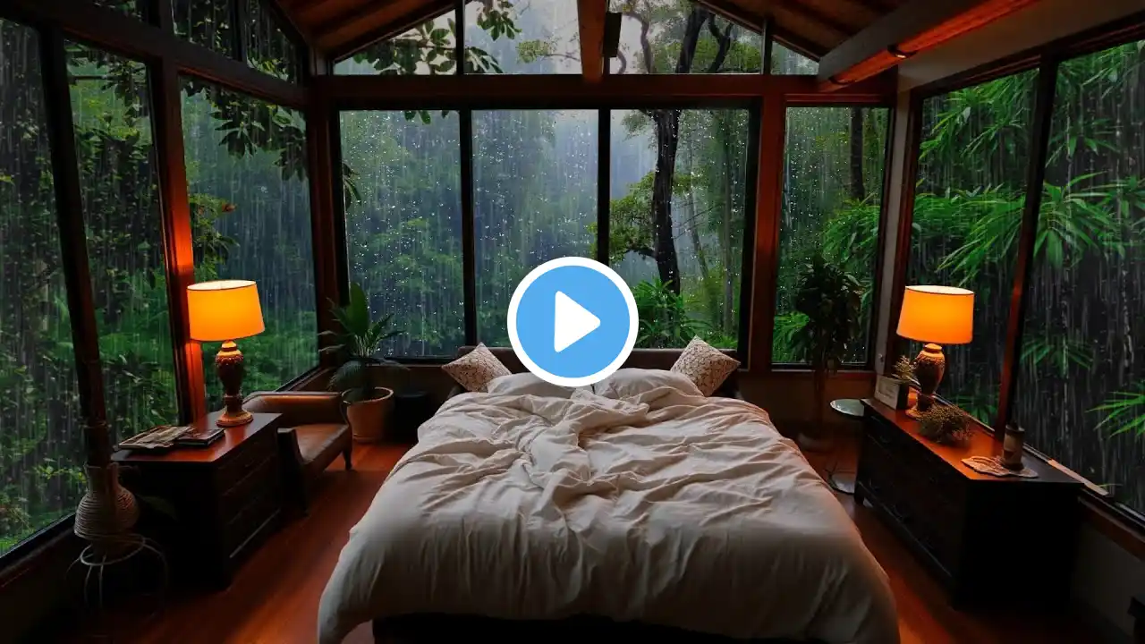 🔴 Heavy Rain in a Cozy Bedroom in the Middle Forest - 99% Instantly Fall Asleep With Rain