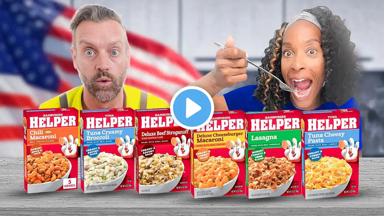 Brits Try ALL The Hamburger HELPER Flavors For The First Time