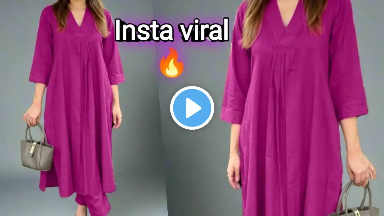 Trending Insta viral V-Neck Kurti Cutting and Stitching/ Co-Ord set