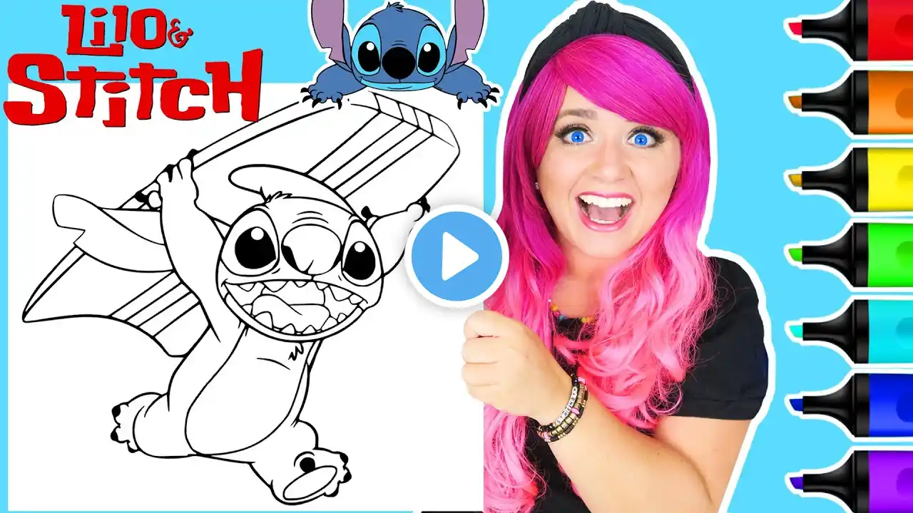 Coloring Lilo & Stitch Surfboard Coloring Page | Ohuhu Art Markers