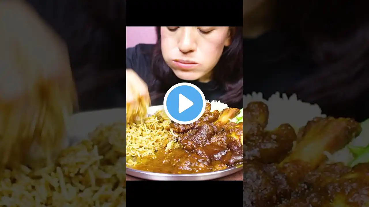 ASMR EATING SPICY MUTTON PAYA CURRY WITH RICE #shorts #ytshorts #youtubeshorts