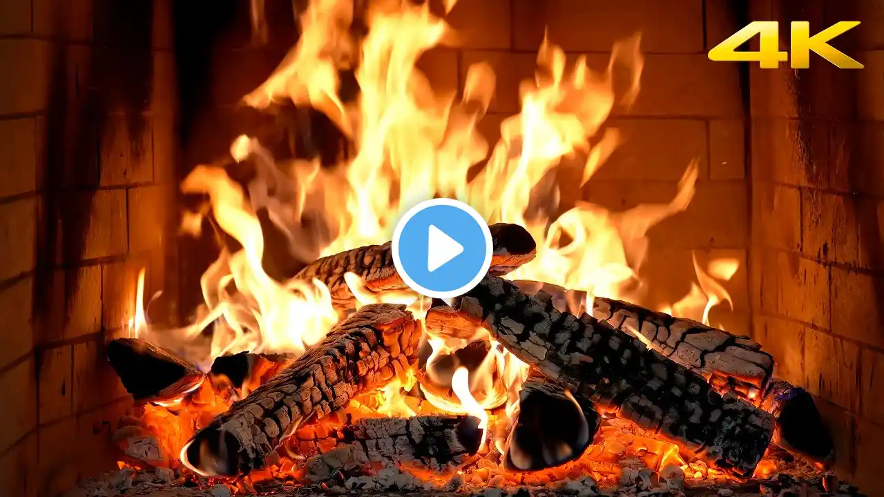 🔥 COZY LIVE FIREPLACE (24/7) 🔥 Burning Logs and Gentle Crackling Sounds for Stress Relief & Sleep 4K