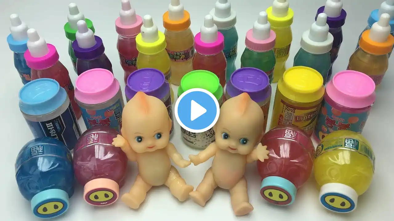 Mixing All My Slimes Smoothie Satisfying Slime Learn Colors Baby Doll and Ducks | ToyCookie