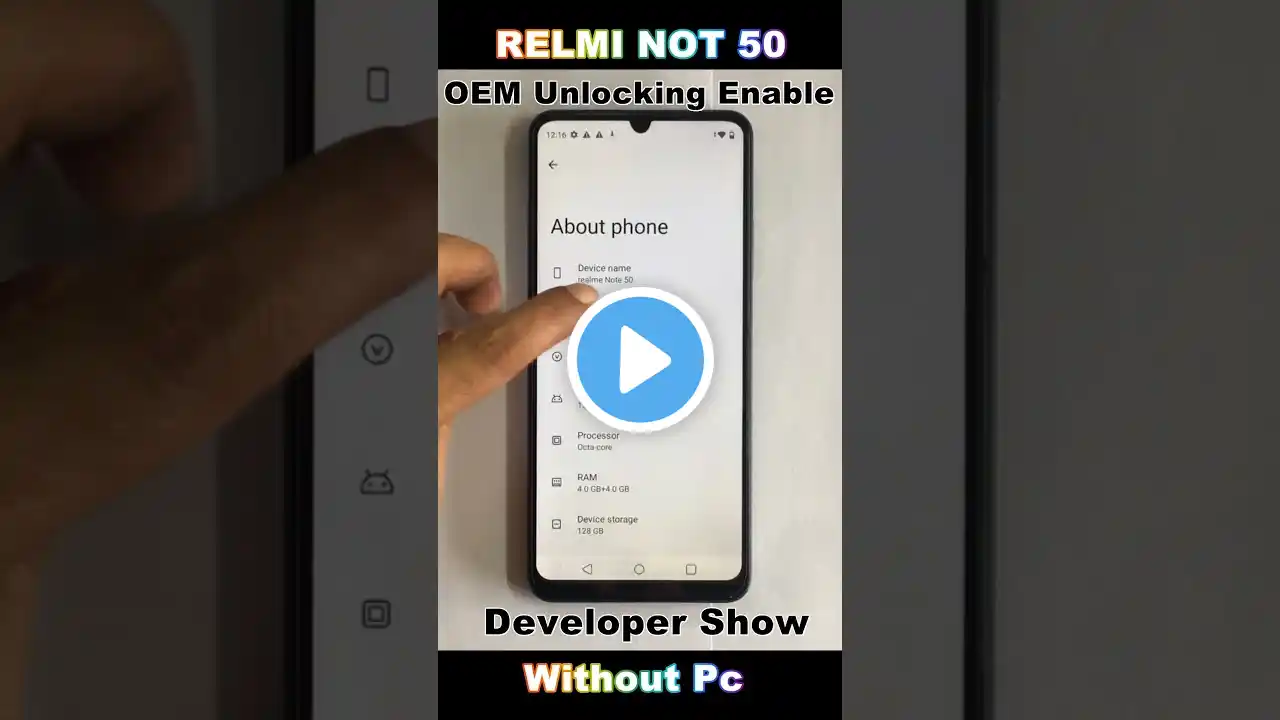 Realme Note 50 OEM Unlocking Enable / Developer Show 🔥 Developer Options Mode Not Showing 2024 🔥