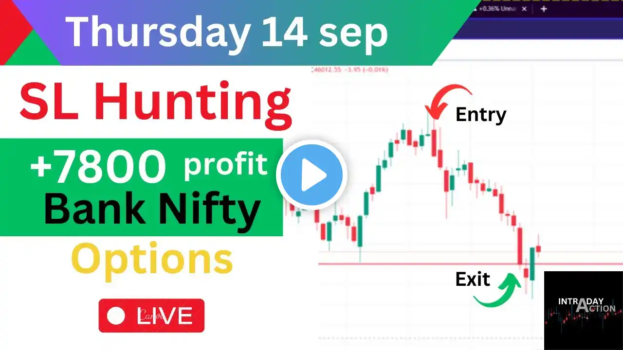 14 sep trading | live intraday trading | SL Hunting | banknifty live trading | intraday action