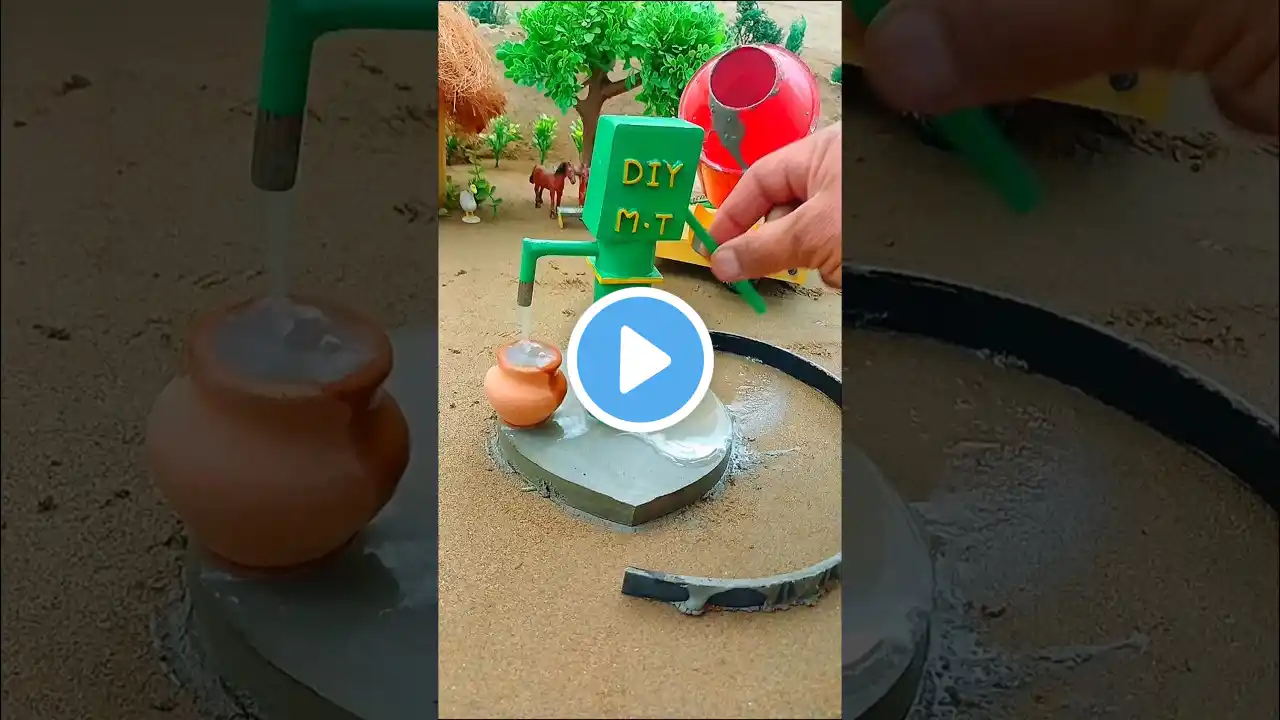 Mini hand pump project water with concrete mixer cow farm diy tractor #shorts #viralvideo