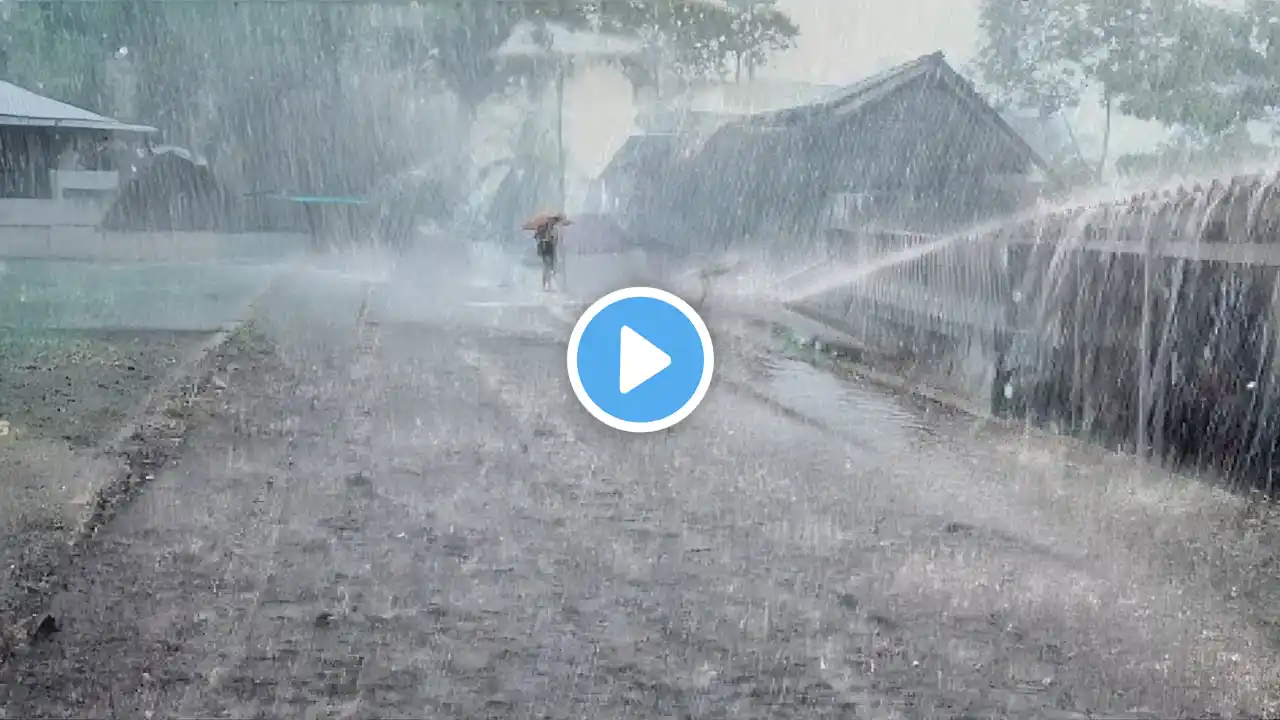 Extreme Thunderstorm in Wet Soil VillageㅣSuper Heavy Rain Sounds to Calm Your Mind