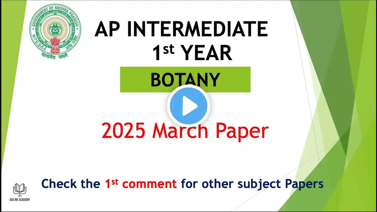 AP inter 1st Year Botany 2025 March Question Papers IPE Andhra Intermediate 1 year