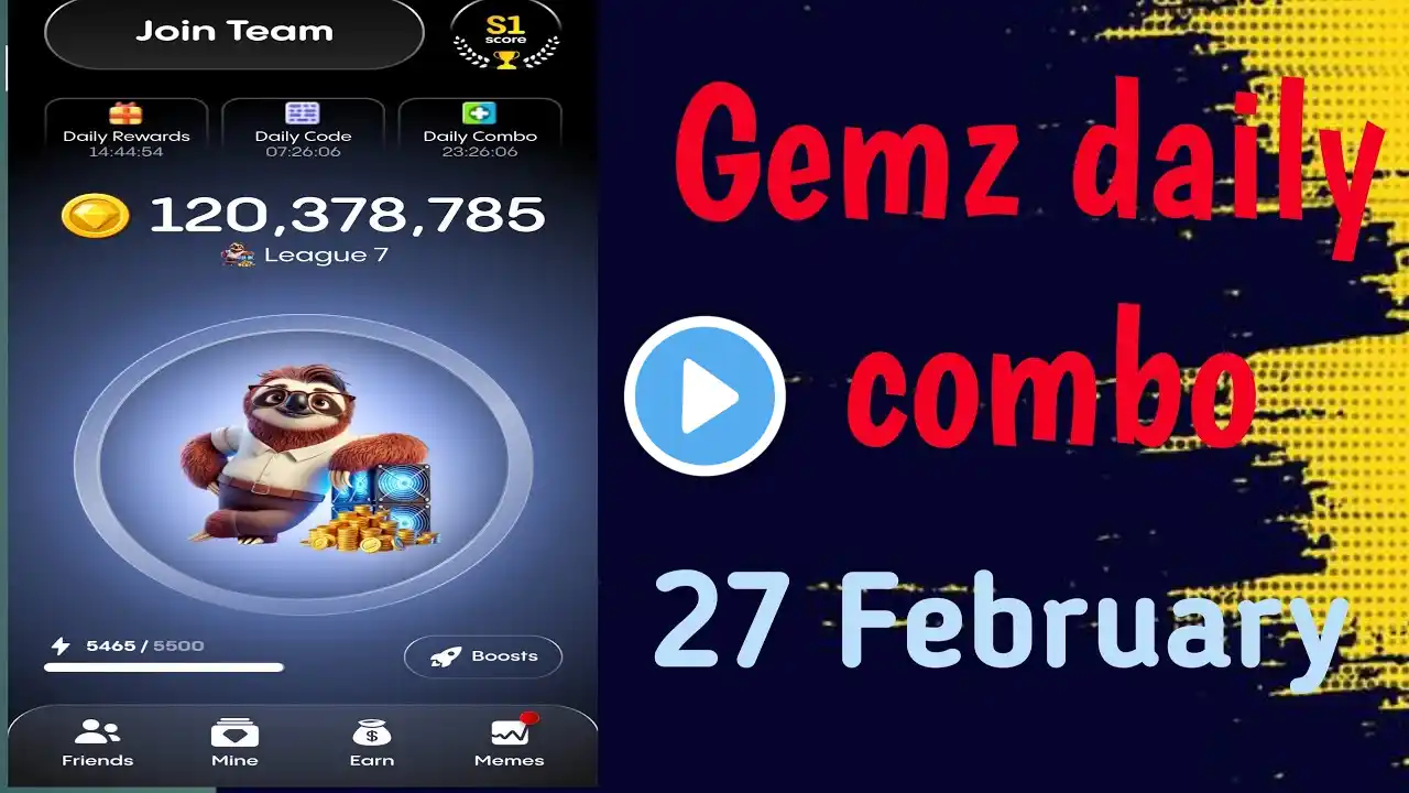 Gemz daily combo ||  27 February gemz daily Combo ||  Gemz