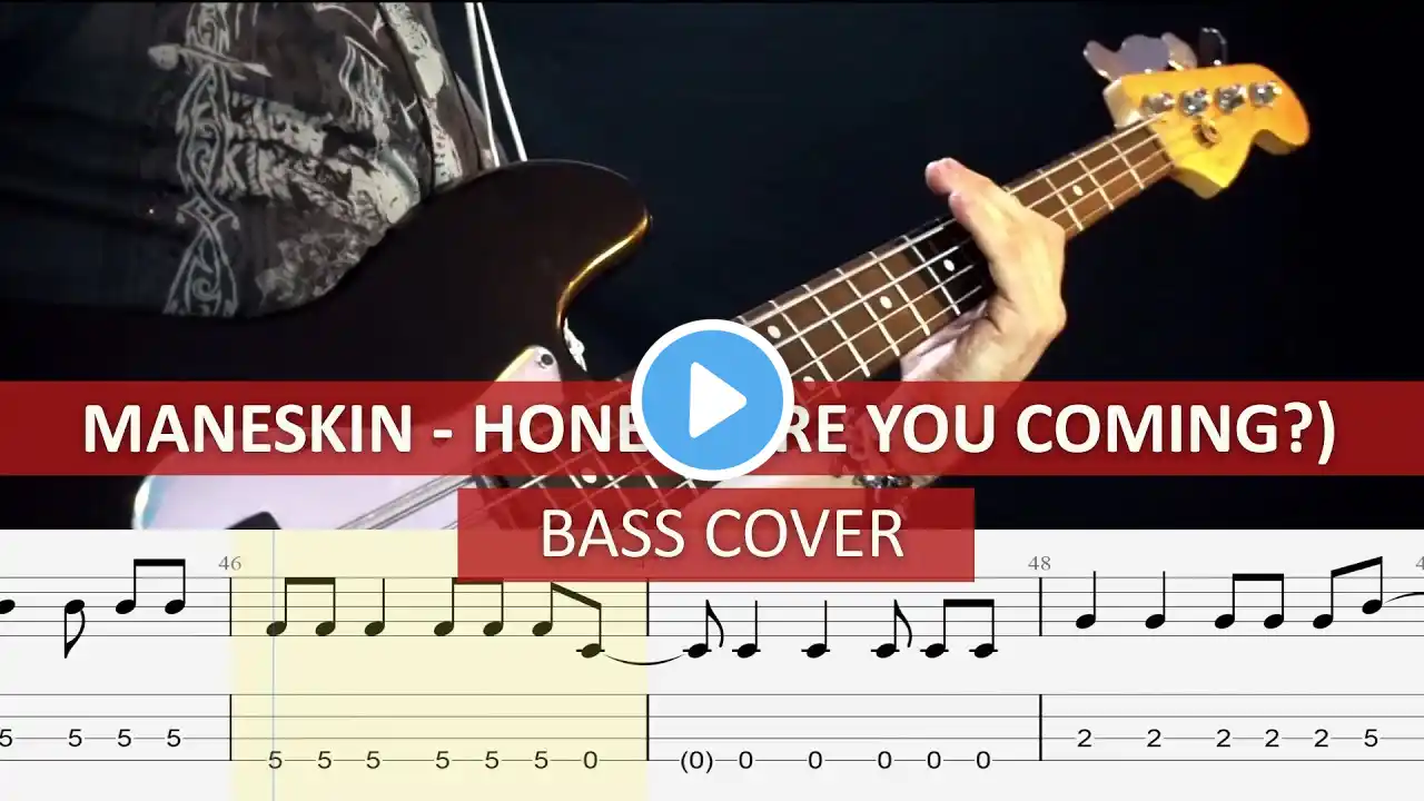 Maneskin - Honey ( Are you coming? ) / bass cover / playalong with TAB