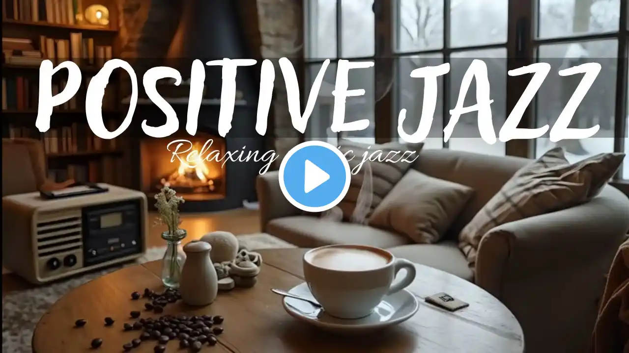 Positive Jazz Melody ☀ ~ Living Room Ambiance with Fireplace & Soft Spring Jazz Music for Relaxing