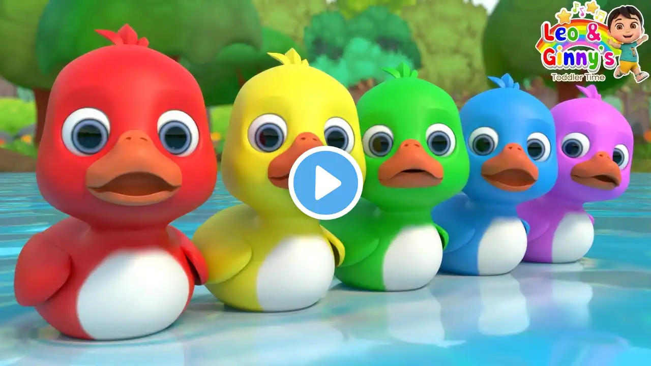 Five Little Colorful Ducks Swimming One Day & Dance Party Nursery Rhyme for Toddler