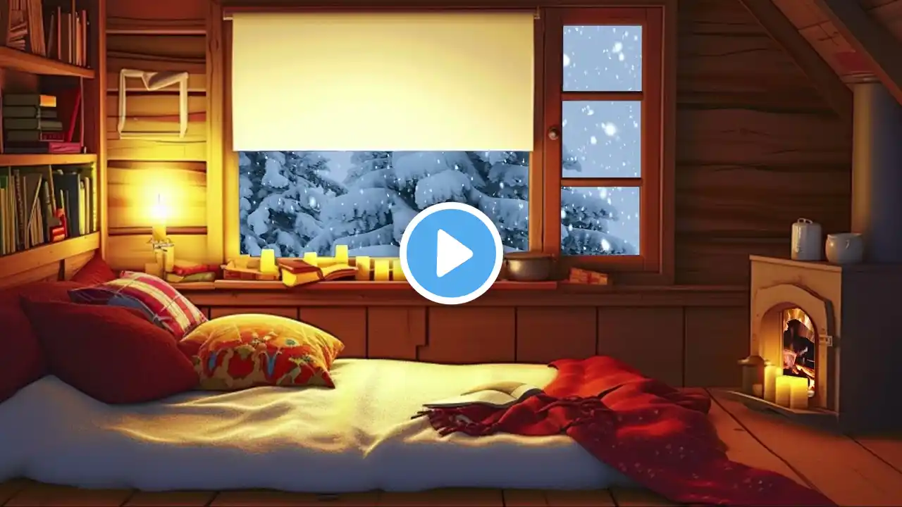 Listen in 5 Minutes to Sleep Instantly with Snowstorm & Fireplace Crackling Sounds for Relax