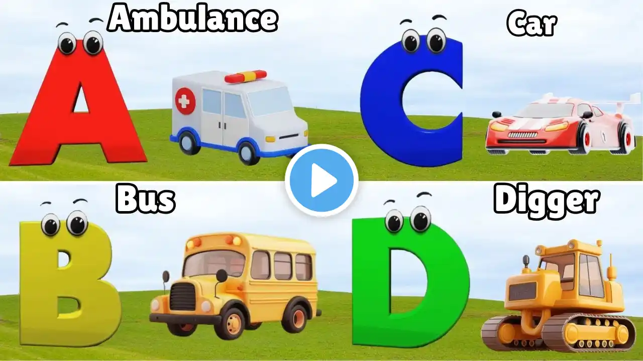 ABC Song Phonics, Transportation Song, ABC Song, Alphabet Educational Song A to Z for kids