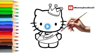 Let's Draw Princess Hello Kitty | Easy Kids Drawing Tutorial step-by-step | Sanrio