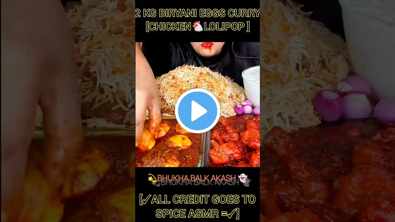 ASMR EATING SPICY CHICKEN BIRYANI,CHICKEN LOLLIPOP,EGG CURRY,SOFT PARATHA,RAITA AND EXTRA GRAVY