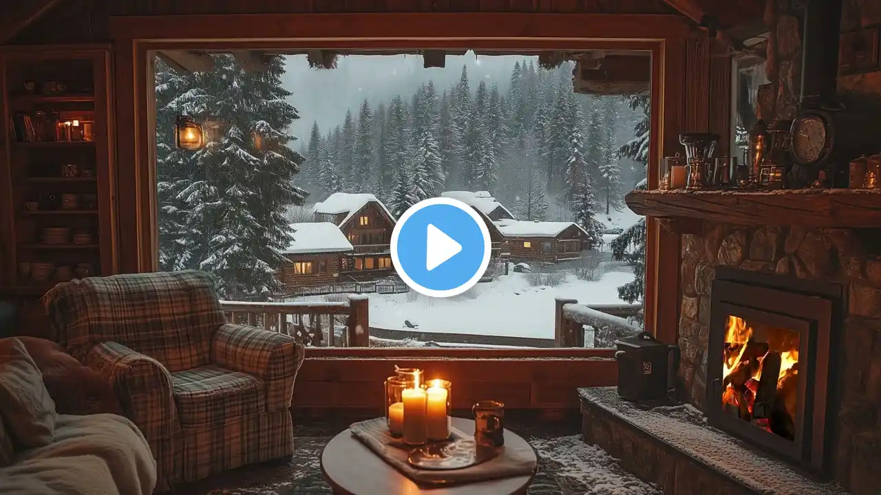 Fireside Serenity | Crackling Fire & Snowstorm Sounds for Ultimate Relaxation & Sleep