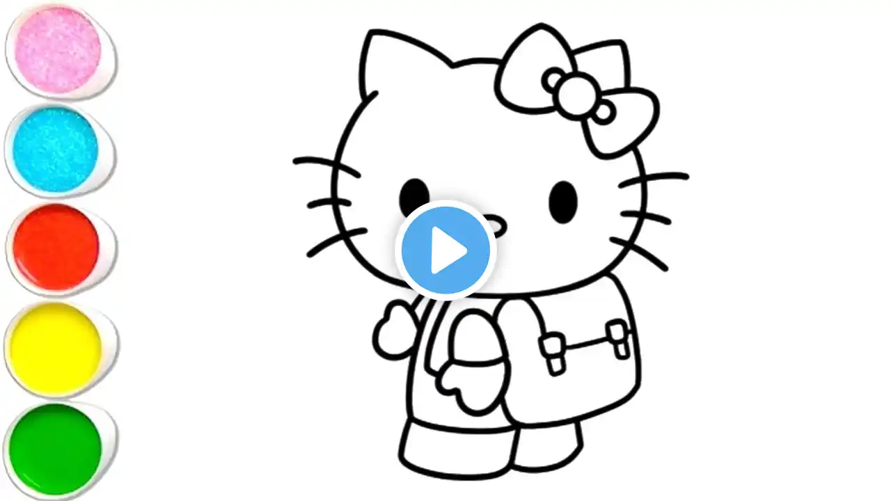 Cute Hello Kitty, Drawing Painting Colouring for kids, Toddlers Easy step by step Colourful Drawing.