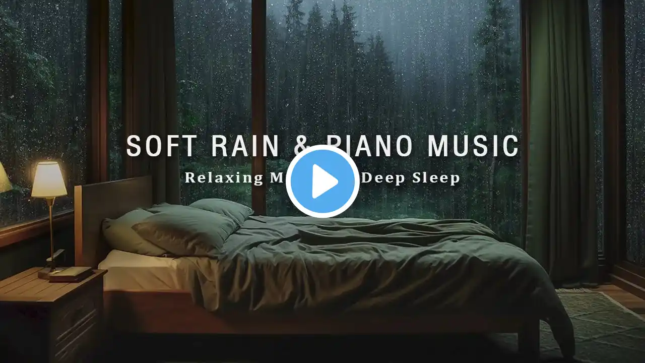 Peaceful Sleep Music - Soft Rain in Warm Bedroom & Relaxing Piano Music for a Calming Evening