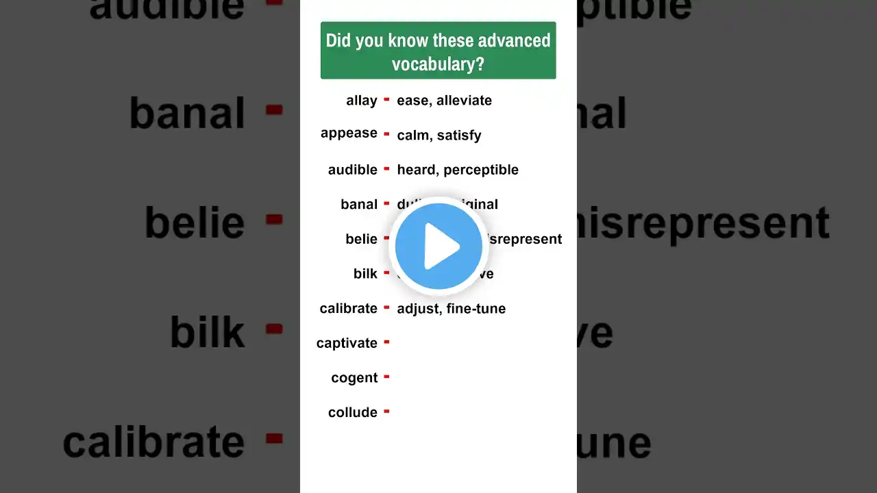 Did You Know These ADVANCED Vocabulary? #english #shorts