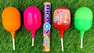 Satisfying video Asmr Lollipops candy and chocolate gummy candy unboxing video