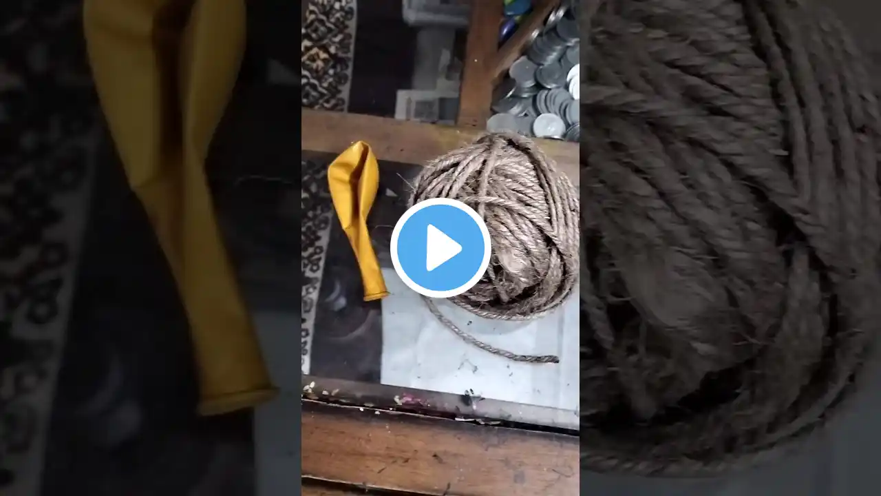 Making Beautiful Flower Vase With Jute And Balloon#shorts#trending#viral#diy