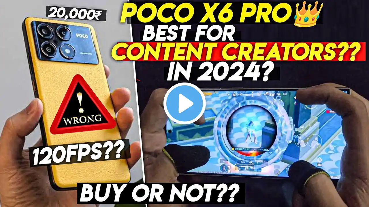 POCO X6 PRO BEST FOR CONTENT CREATORS IN 2024?🔥•120FPS GAMING🚀•POCO X6 PRO BGMI/PUBG TEST IN 2024🥰