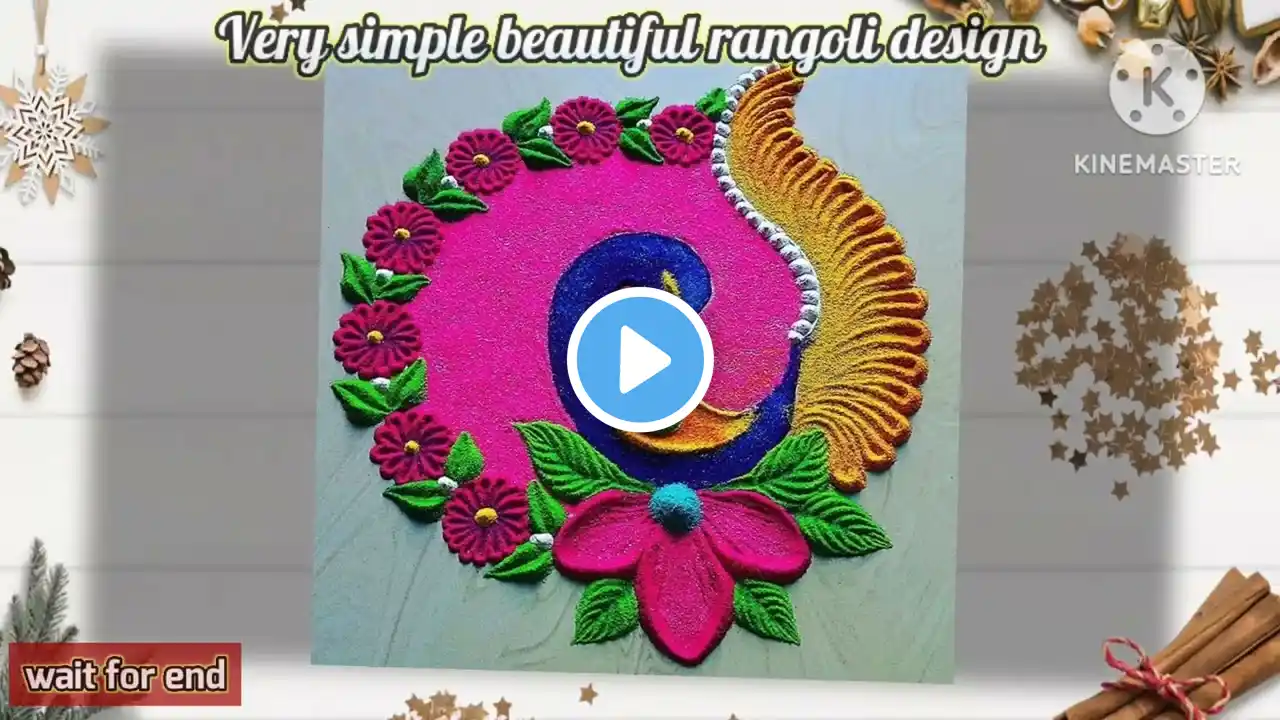 Diwali very simple beautiful rangoli design।Home decoration Rangoli idea। #diwali​ #verysimplerangol